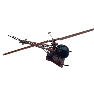 Bell 47 Mahogany Wood Desktop Helicopter Model