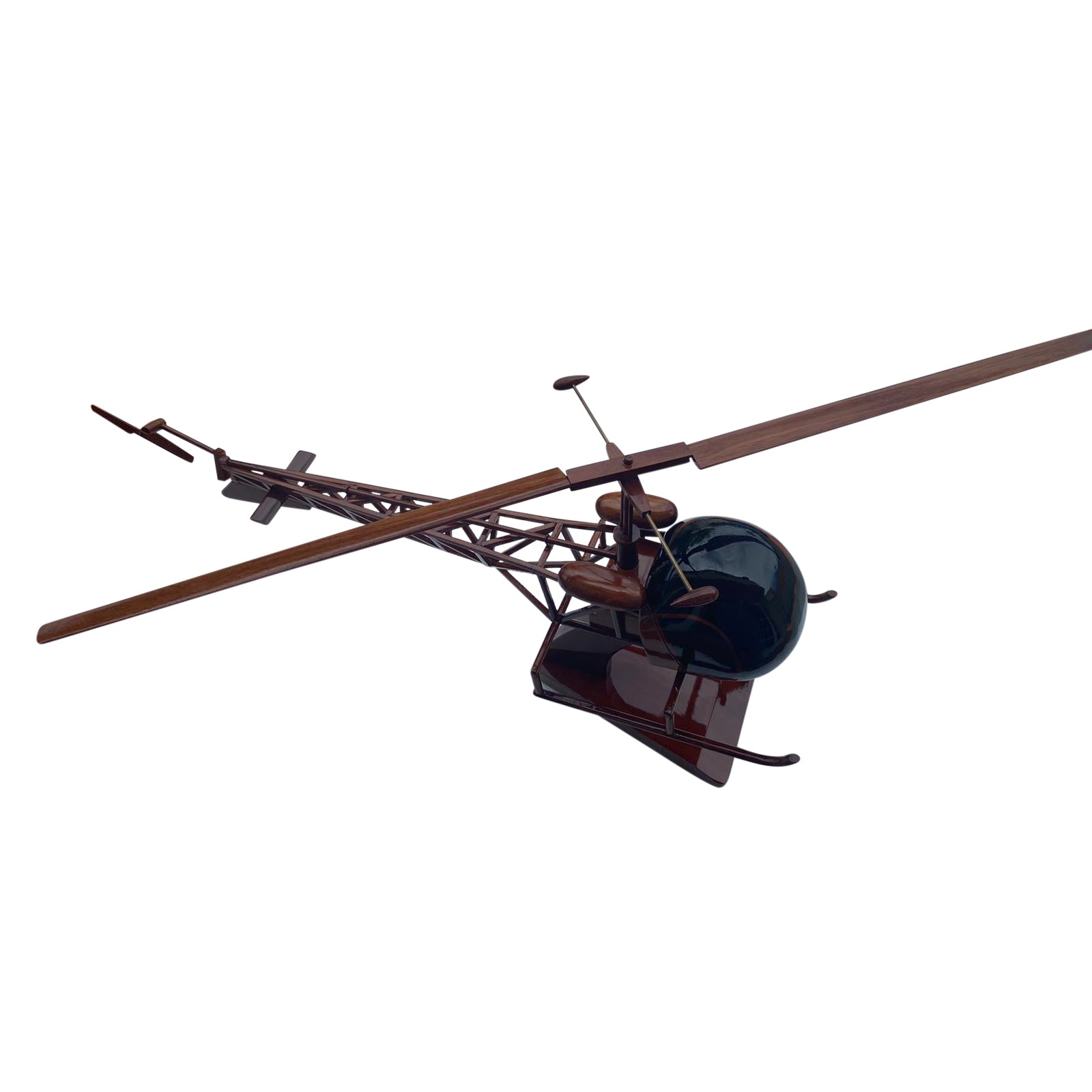 H13 Mahogany Wood Desktop Helicopter Model