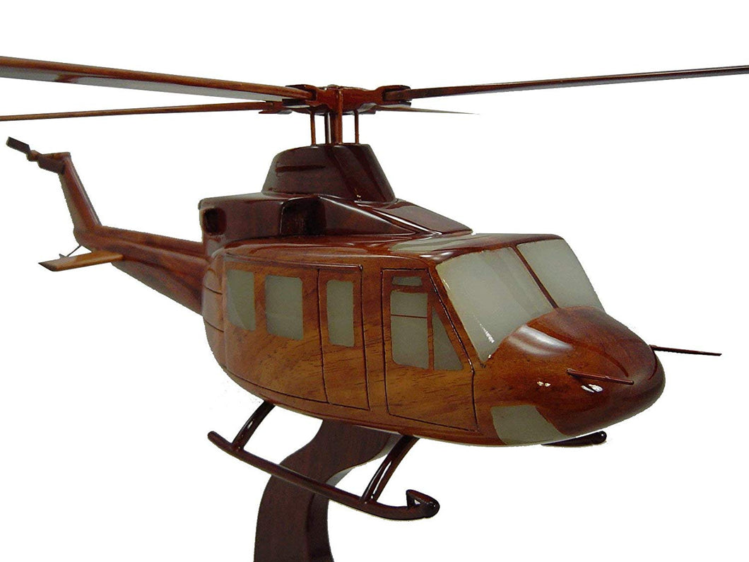 Bell 412 Mahogany Wood Desktop Helicopter Model