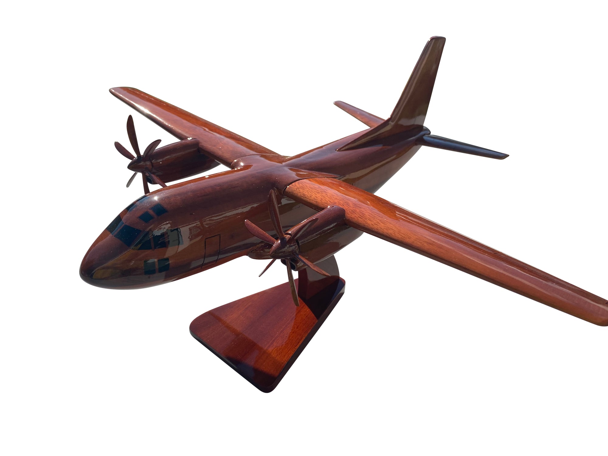 C27J Spartan Mahogany Wood Desktop Airplane Model