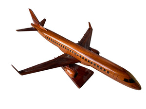 ERJ190 Mahogany Wood Desktop Airplane Model