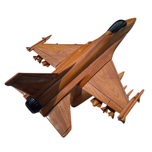 F16 Falcon Mahogany Wood Desktop Airplane Model