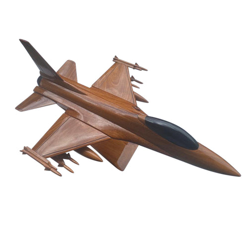 F16 Falcon Mahogany Wood Desktop Airplane Model