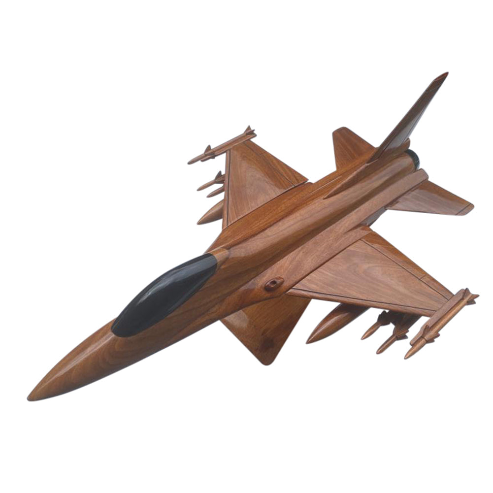 F-16 ( F16 ) Falcon Mahogany Wood Desktop Airplane Model – Tesaut