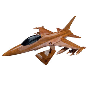 F16 Falcon Mahogany Wood Desktop Airplane Model