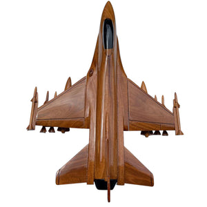 F16 Falcon Mahogany Wood Desktop Airplane Model