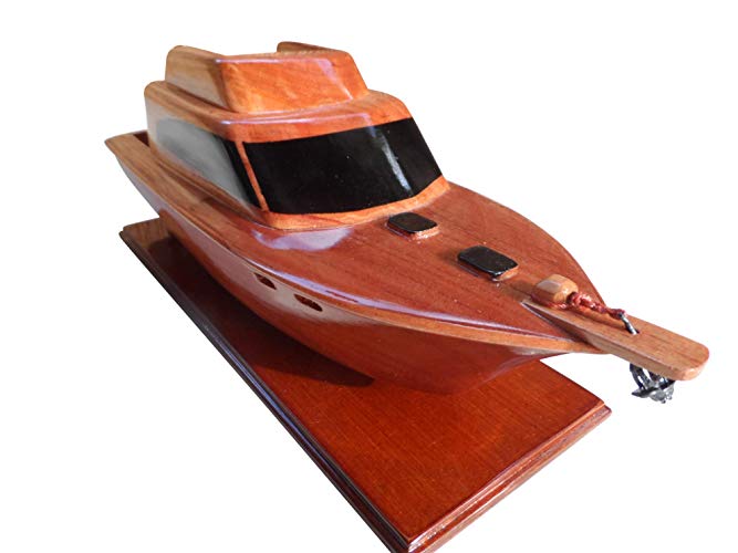 Fishing Boat Mahogany Wood Desktop Boats Model 			"