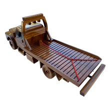 Load image into Gallery viewer, Flatbed Tow Truck Mahogany Wood Desktop trucks Model