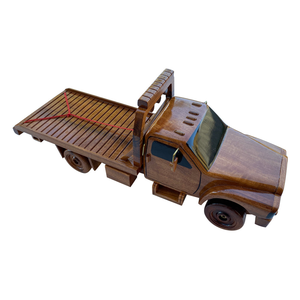 Flatbed Tow Truck Mahogany Wood Desktop trucks Model