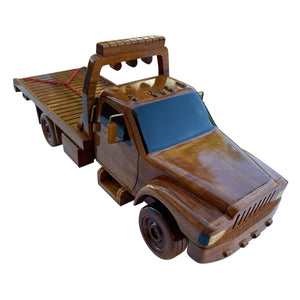 Flatbed Tow Truck Mahogany Wood Desktop trucks Model
