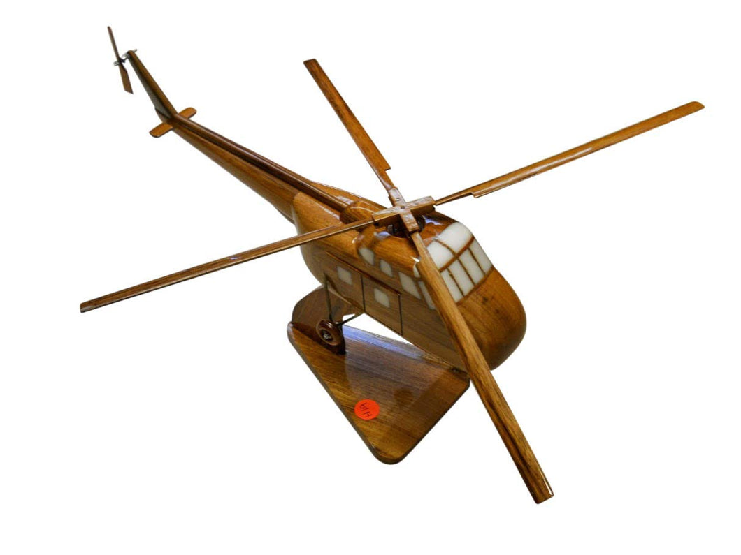 H19 Mahogany Wood Desktop Helicopter Model