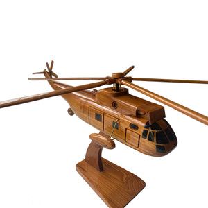 H3 Sea king Mahogany Wood Desktop Helicopter Model
