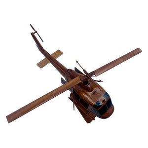 UH1 Huey Gunship Mahogany wood desktop Helicopter model.