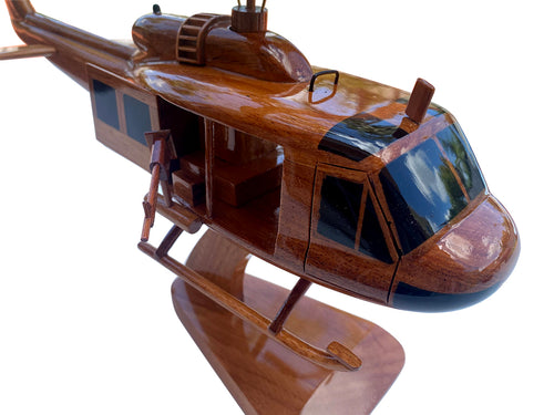 UH1 Huey Gunship Mahogany wood desktop Helicopter model.