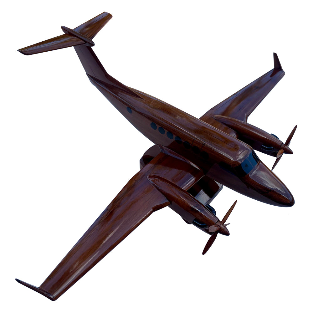 King Air 350 Mahogany Wood Desktop Airplane Model