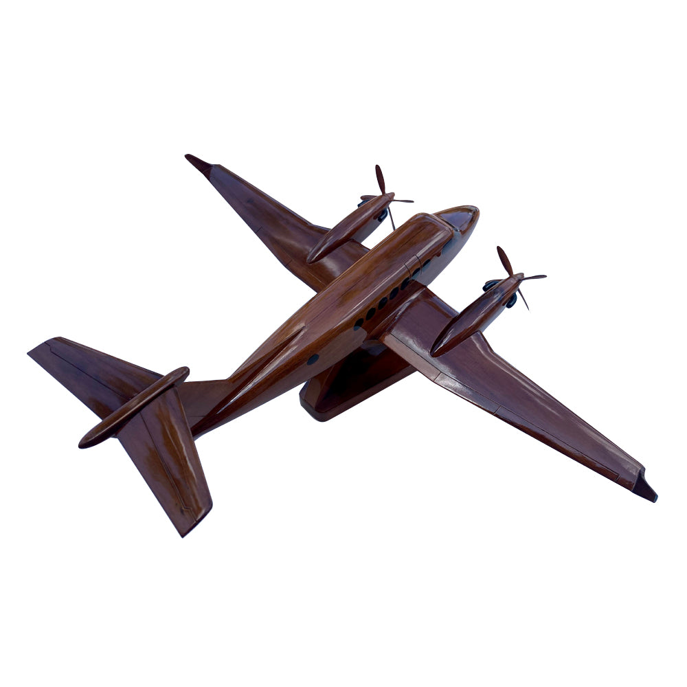 King Air 350 Mahogany Wood Desktop Airplane Model