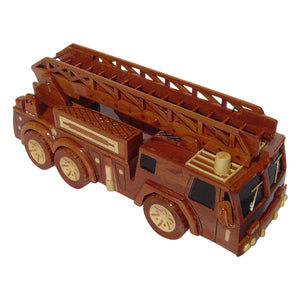 Fire Truck ladder Mahogany Wood Desktop  trucks Model