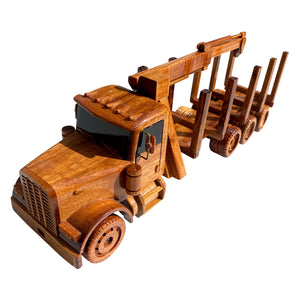 Semi Log Carrier Mahogany Wood Desktop Truck combo Model