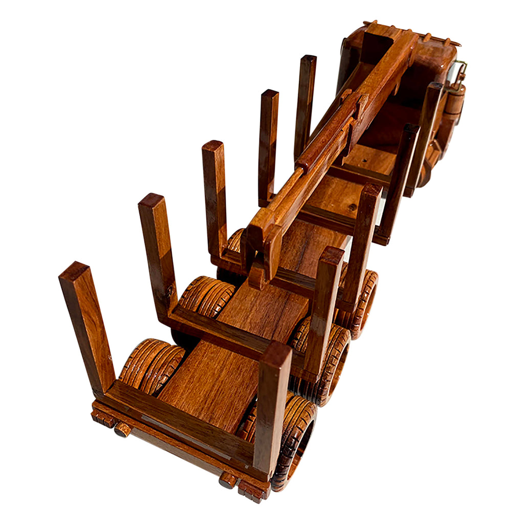 Semi Log Carrier Mahogany Wood Desktop Truck combo Model