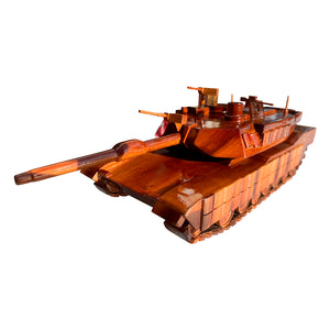 M1A1 Abrams Tank Mahogany Wood Desktop Tank  Model