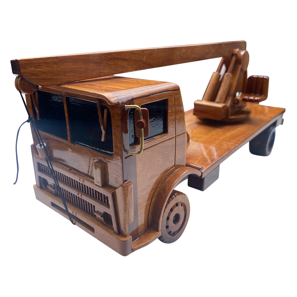 Mack MB400 Crane 1978  Mahogany Wood Desktop Truck combo Model