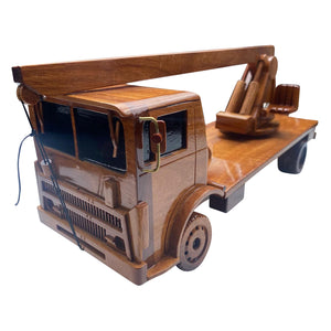 Mack MB400 Crane 1978  Mahogany Wood Desktop Truck combo Model