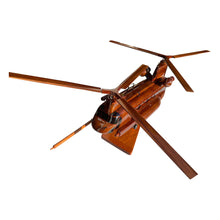 Load image into Gallery viewer, MH47 Chinook Mahogany Wood Desktop Helicopter Model