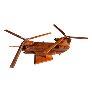 MH47 Chinook Mahogany Wood Desktop Helicopter Model