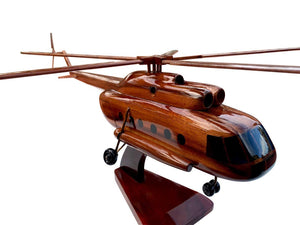 MI17 Mahogany Wood Desktop Helicopter Model