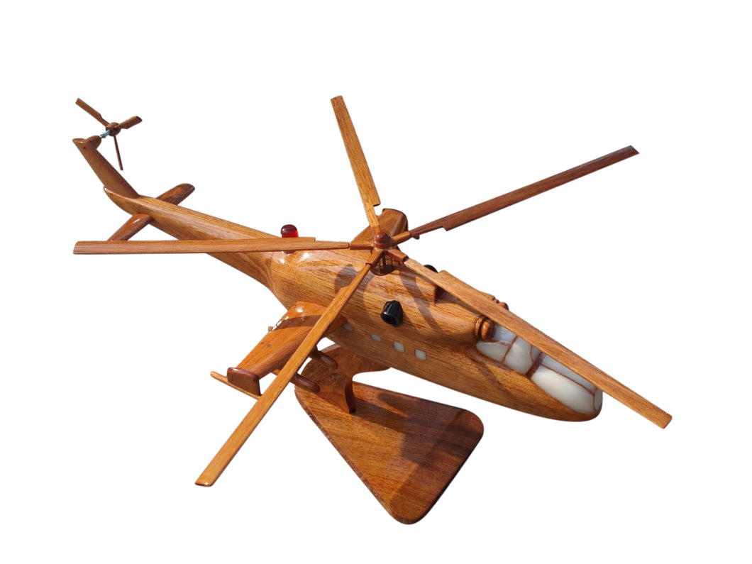 MI24 Hind Mahogany Wood Desktop Helicopters Model