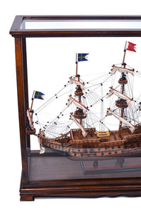 Display Case for Midsize Tall Ship Classic Brown
