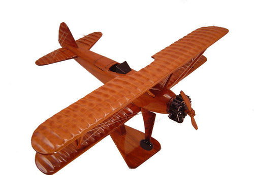 PT17 Stearman Mahogany Wood Desktop Airplane Model