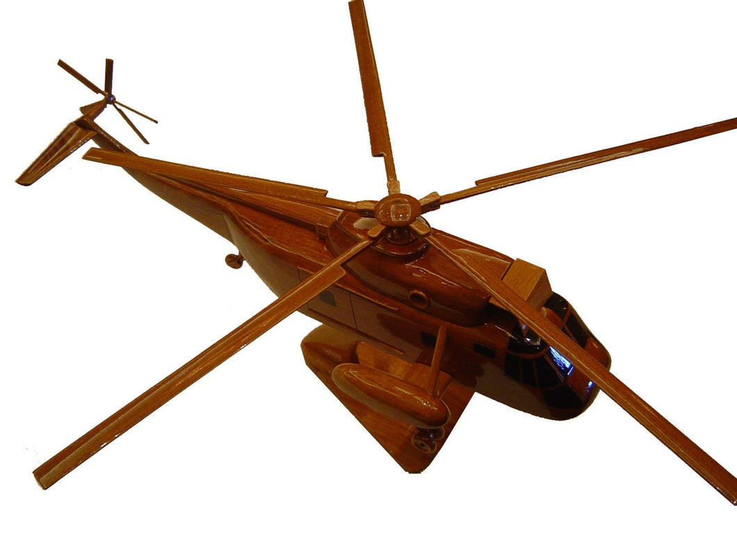S61 Mahogany Wood Desktop Helicopter Model