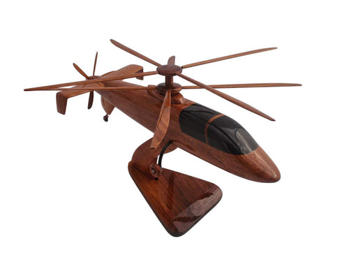 S97 Sikorsky Raider Mahogany Wood Desktop Helicopter Model