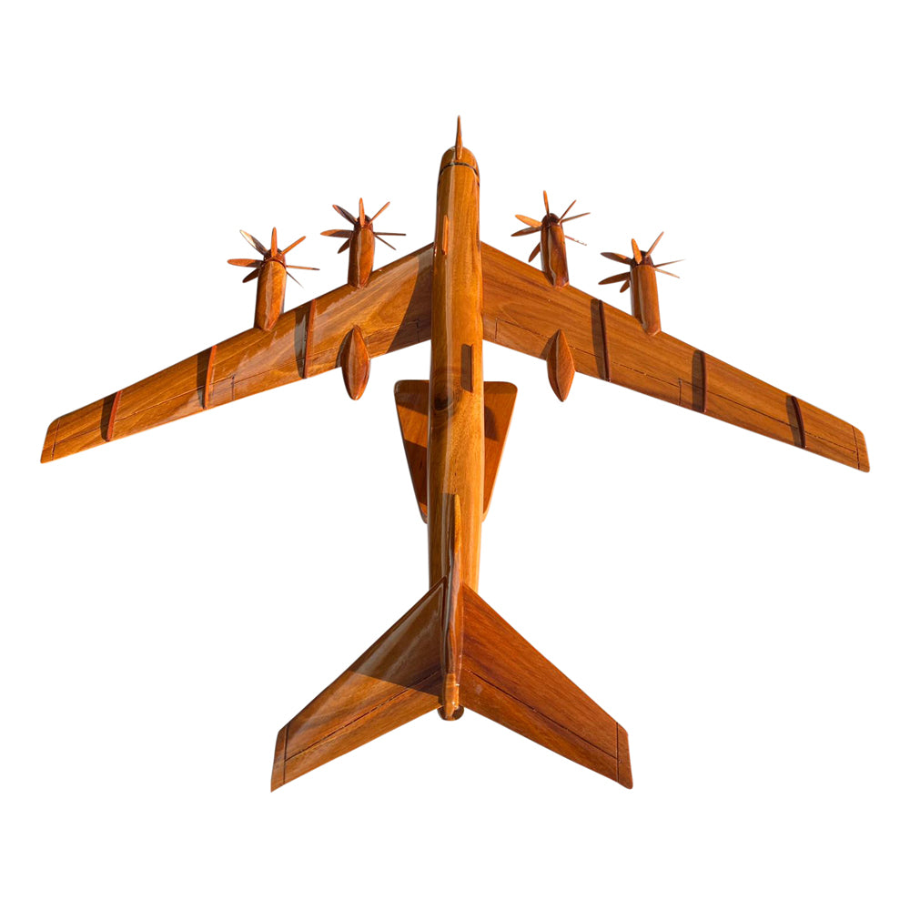 TU95 Tupolev Mahogany Wood Desktop Airplane Model