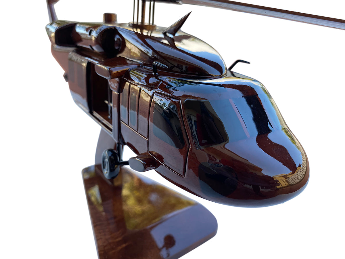 UH60 Blackhawk Mahogany Wood Desktop Helicopter Model