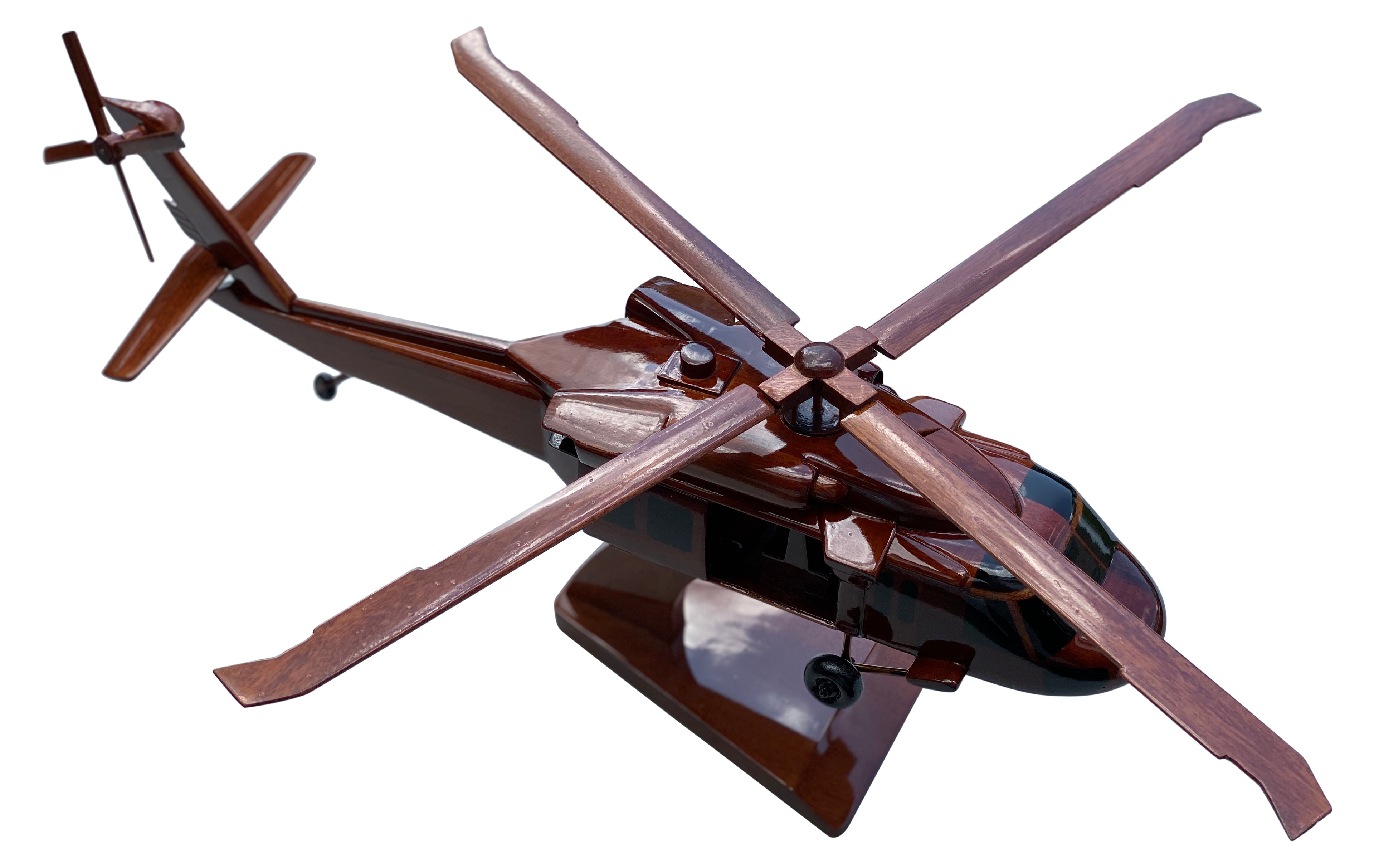 UH60 Blackhawk Mahogany Wood Desktop Helicopter Model