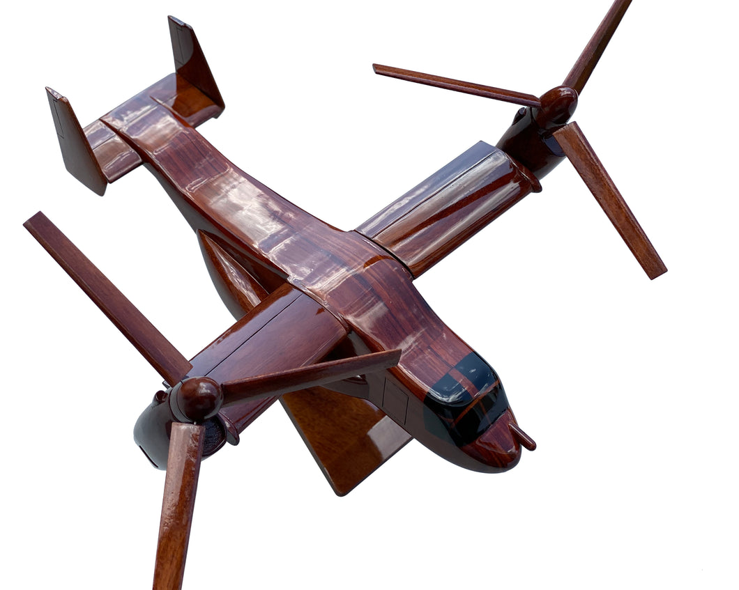 V22 Osprey Osage Mahogany Wood Desktop Helicopter Model
