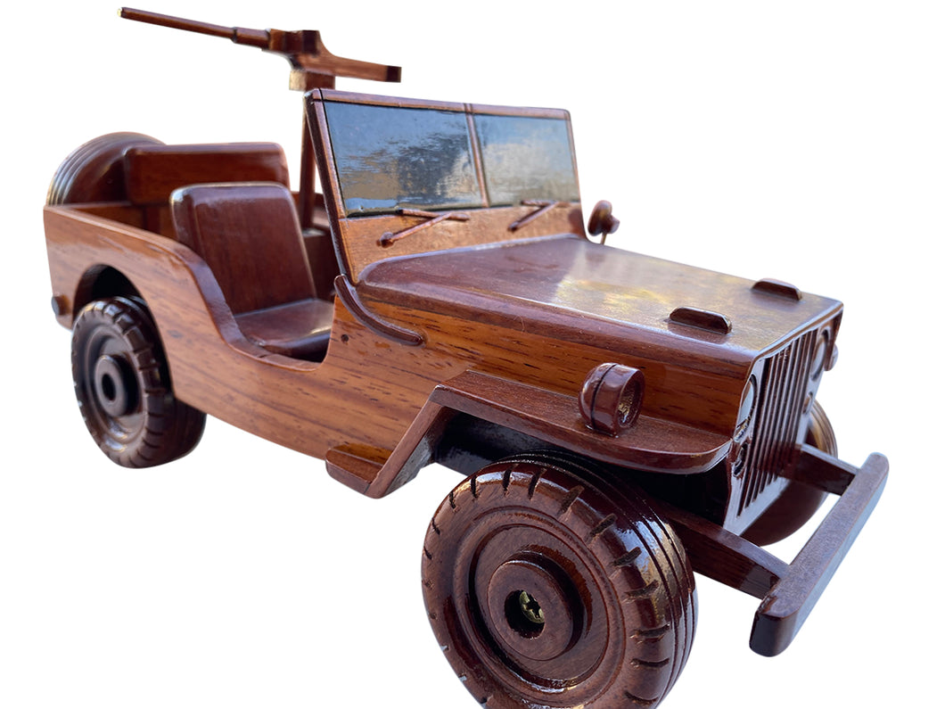 Willys WWII Jeep Mahogany Wood Desktop Cars & trucks Model