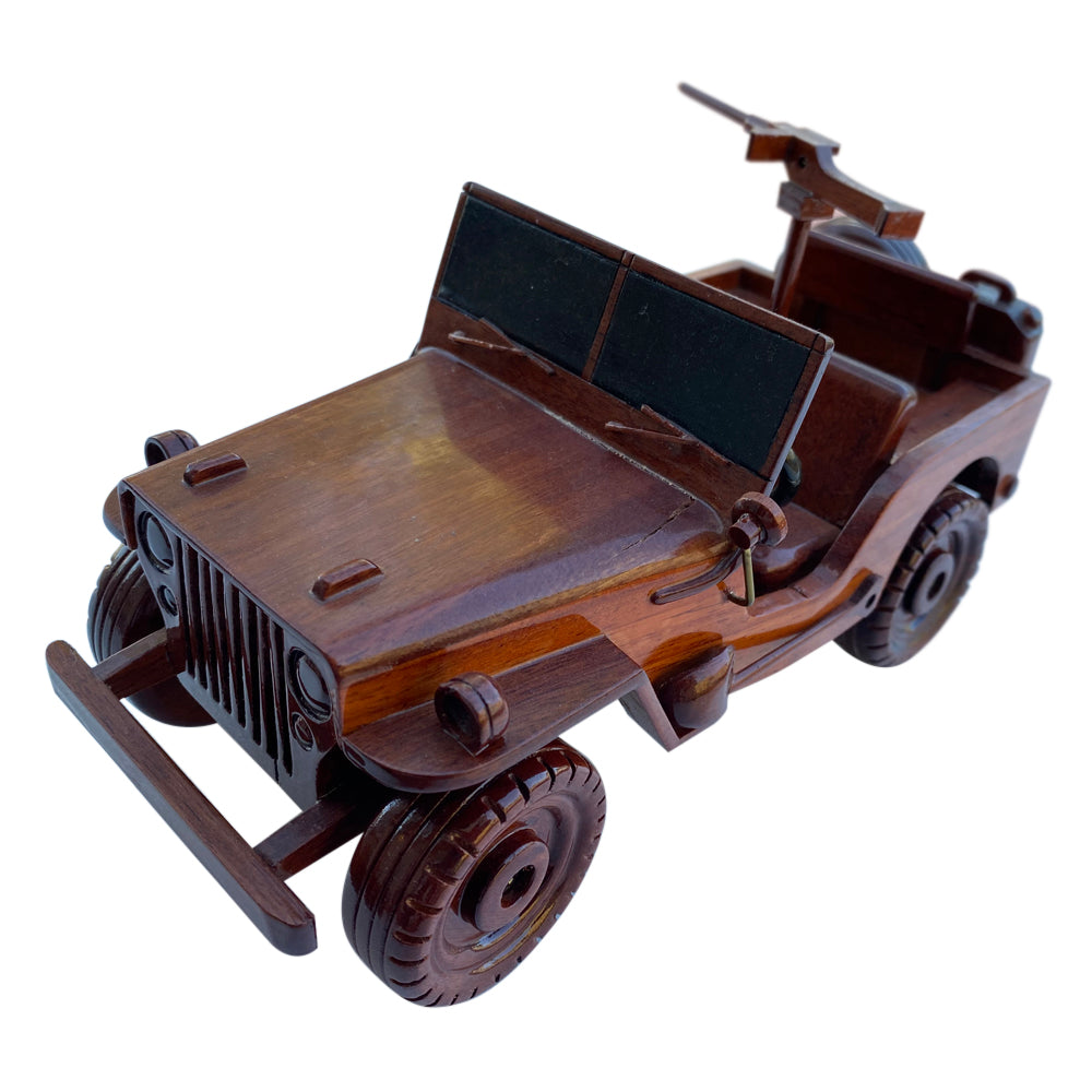 Willys WWII Jeep Mahogany Wood Desktop Cars & trucks Model
