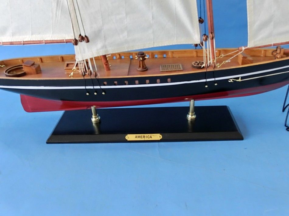 Wooden America Model Sailboat Decoration 35""