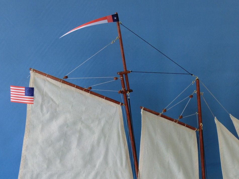 Wooden America Model Sailboat Decoration 35""
