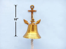 Load image into Gallery viewer, Brass Plated Hanging Anchor Bell 10&quot;