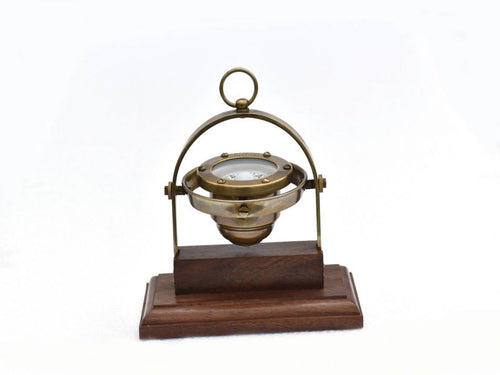 Antique Brass Desk Gimbal Compass 8