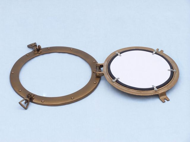Antique Brass Decorative Ship Porthole Mirror 12