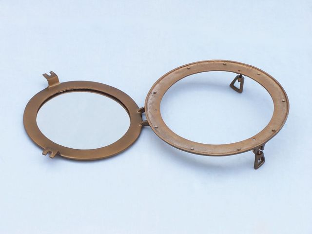 Antique Brass Decorative Ship Porthole Mirror 12