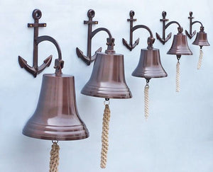 Antique Copper Hanging Anchor Bell 8""