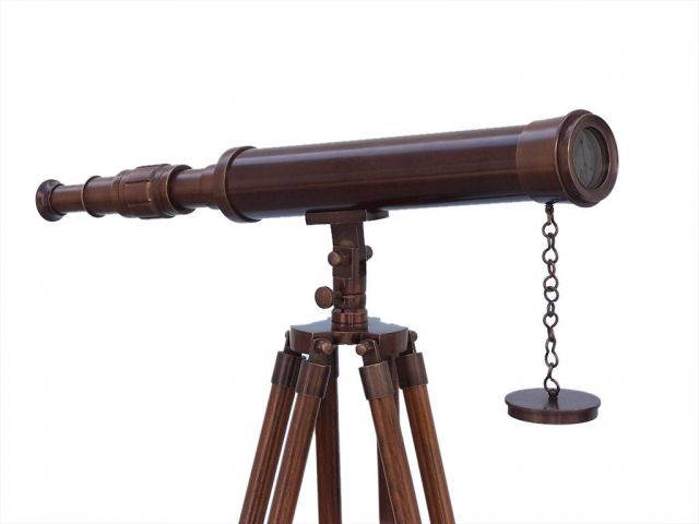 Floor Standing Antique Copper Harbor Master Telescope 50"