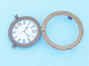 Antique Brass Decorative Ship Porthole Clock 8""