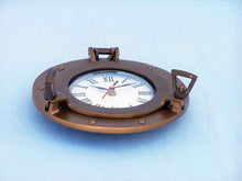 Load image into Gallery viewer, Antique Brass Decorative Ship Porthole Clock 12&quot;